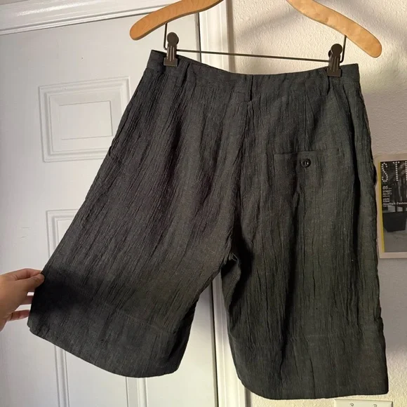 Poetry Charcoal grey linen cotton textured gauze Bermuda shorts - Picture 5 of 8